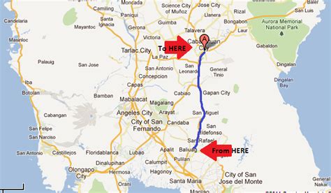 Distance from Cabanatuan City to Batangas.